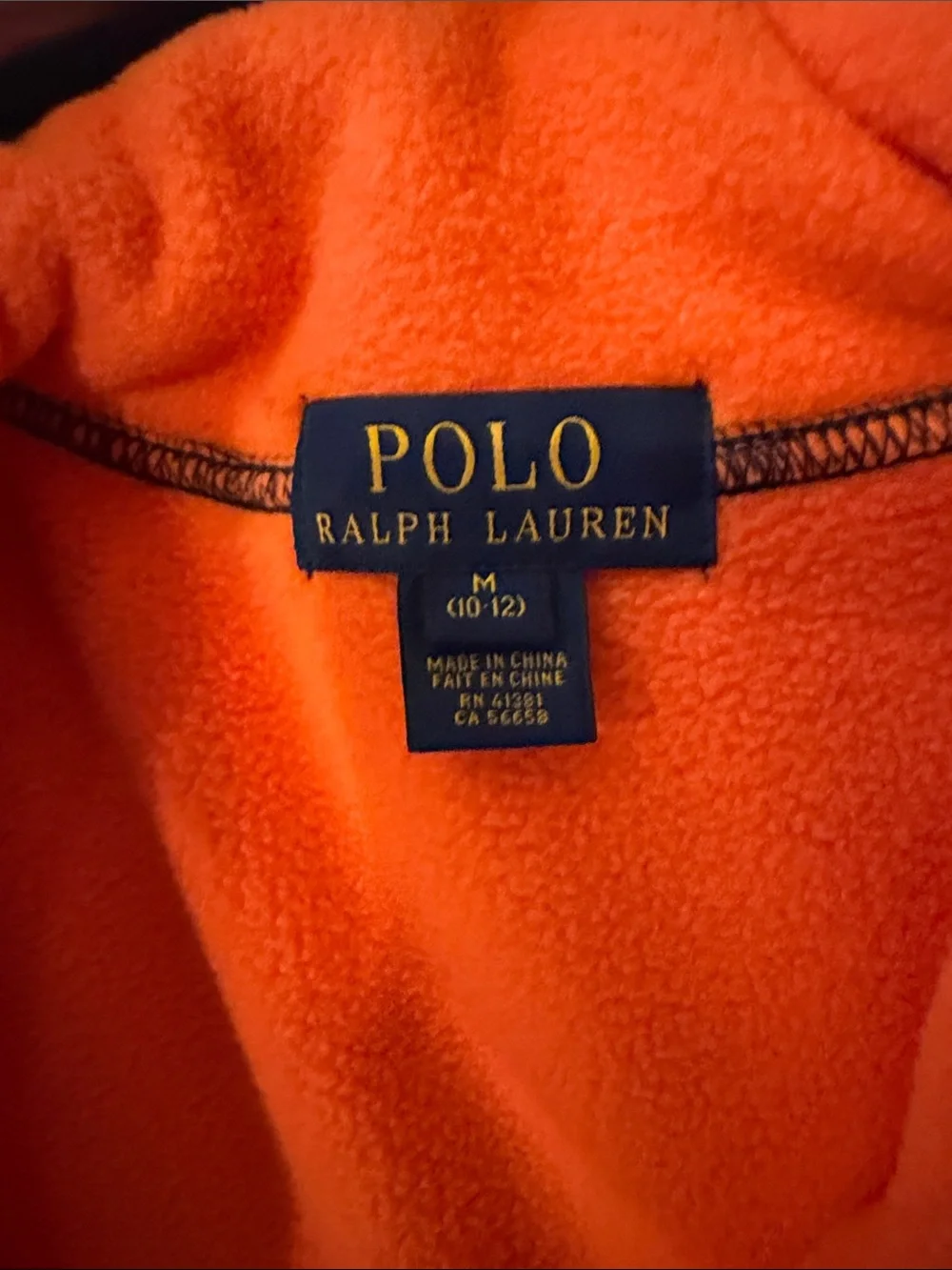 Ralph Lauren Orange Fleece Vest with Black Trim